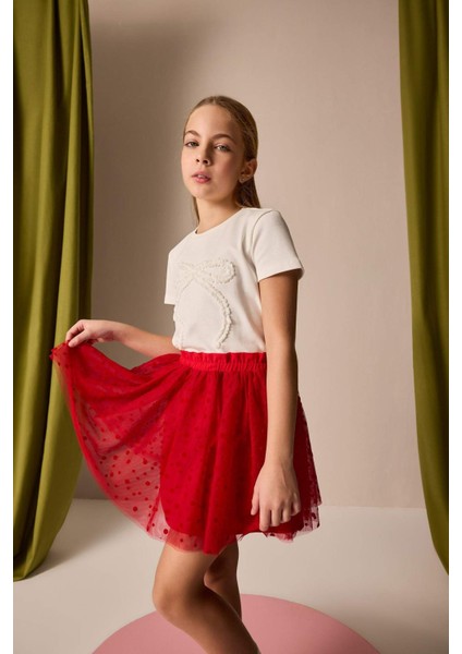 Kız Çocuk Pileli Kırmızı Etek E0646A825SM