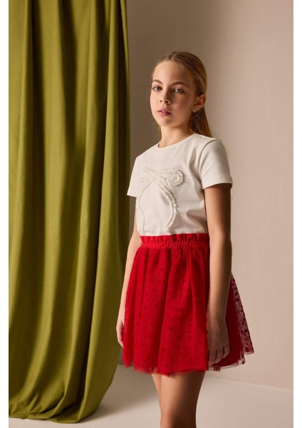 Kız Çocuk Pileli Kırmızı Etek E0646A825SM