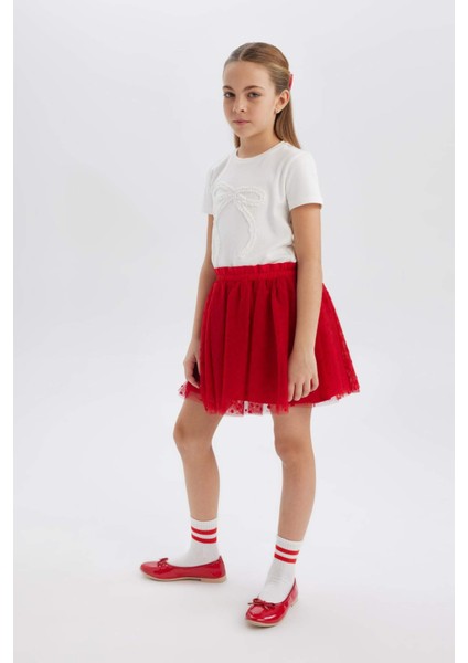 Kız Çocuk Pileli Kırmızı Etek E0646A825SM