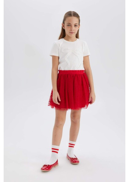 Kız Çocuk Pileli Kırmızı Etek E0646A825SM