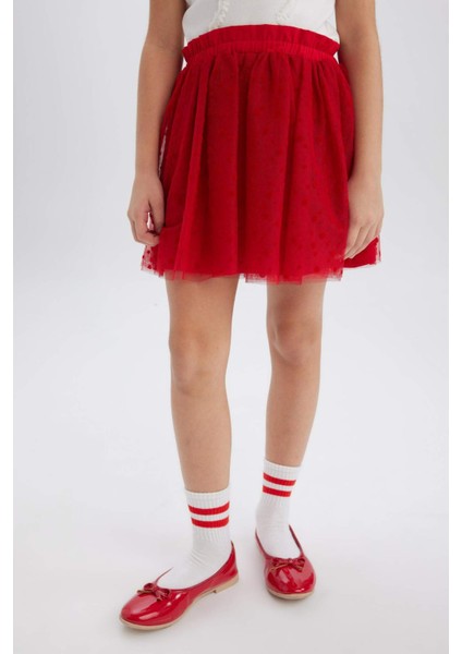 Kız Çocuk Pileli Kırmızı Etek E0646A825SM