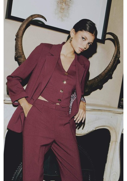 Sorbe x DeFacto Regular Fit V Yaka Düğmeli Blazer Yelek D9928Ax24AU