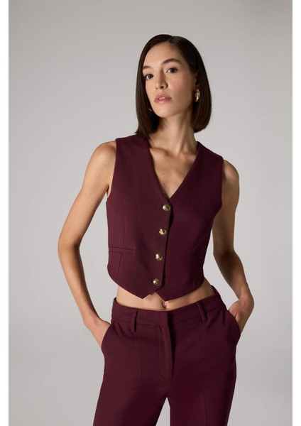 Sorbe x DeFacto Regular Fit V Yaka Düğmeli Blazer Yelek D9928Ax24AU