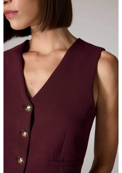 Sorbe x DeFacto Regular Fit V Yaka Düğmeli Blazer Yelek D9928Ax24AU