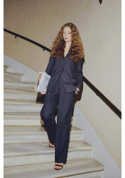 Sorbe x DeFacto Wide Leg Pantolon Geniş Bol Düz Paça Yüksek Bel Pensli Cepli D9870Ax24AU