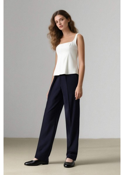 Sorbe x DeFacto Wide Leg Pantolon Geniş Bol Düz Paça Yüksek Bel Pensli Cepli D9870Ax24AU