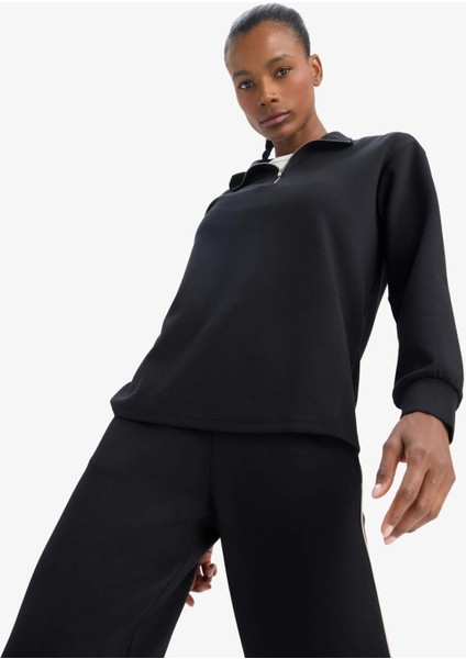 Fit Oversize Geniş Kalıp Yarım Fermuarlı Dik Yaka Modal Sweatshirt D7126AX25SP