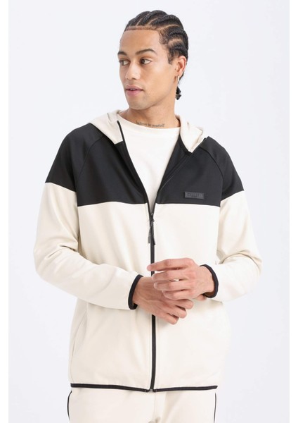 Fit Standart Fit Kapüşonlu Skuba Dalgıç Kumaş Sporcu Fermuarlı Sweatshirt D7363AX25SP