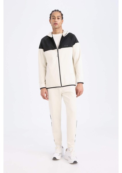 Fit Standart Fit Kapüşonlu Skuba Dalgıç Kumaş Sporcu Fermuarlı Sweatshirt D7363AX25SP