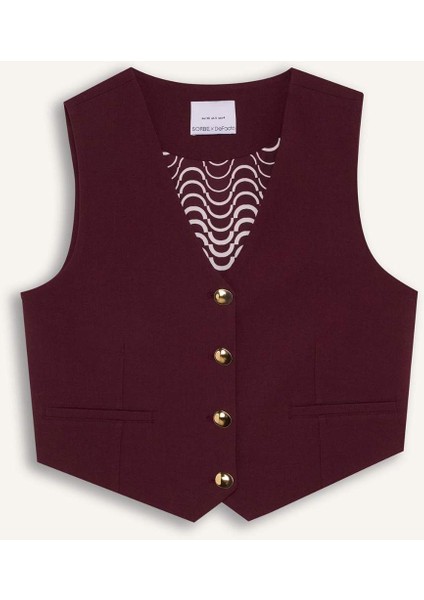 Sorbe x DeFacto Regular Fit V Yaka Düğmeli Blazer Yelek D9928Ax24AU