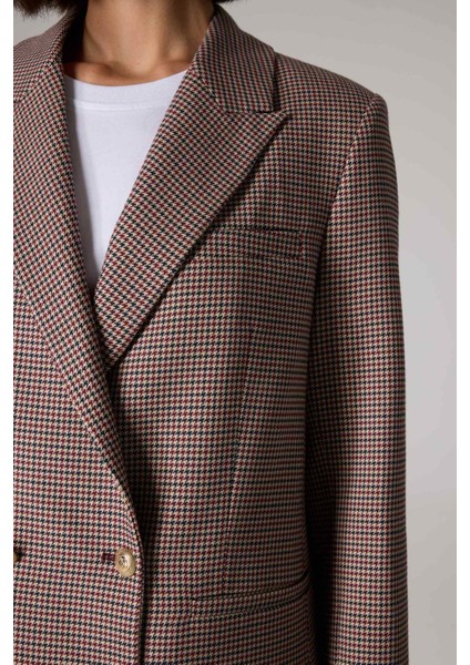 Sorbe x DeFacto Regular Fit Ceket Yaka Desenli Düğmeli Blazer Ceket D9883Ax24AU