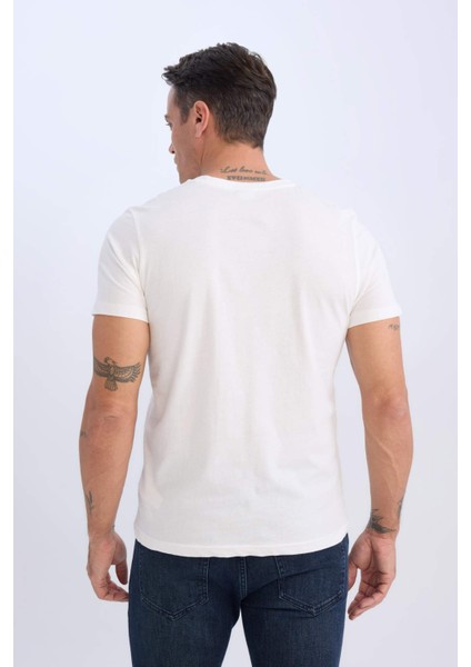 %100 Pamuk Regular Fit V Yaka Pamuklu Basic Düz Kısa Kollu Tişört D7938AX25SP