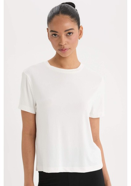 Standart Fit Bisiklet Yaka Sporcu Basic Düz Kısa Kollu Tişört D2296AX25SP