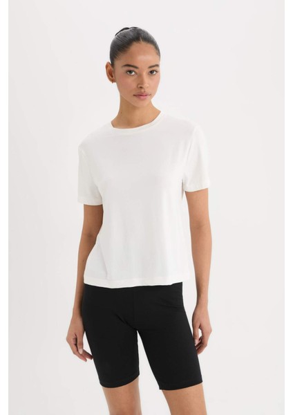 Standart Fit Bisiklet Yaka Sporcu Basic Düz Kısa Kollu Tişört D2296AX25SP