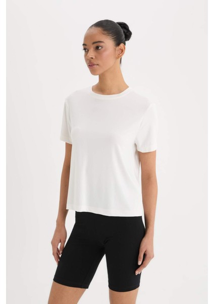 Standart Fit Bisiklet Yaka Sporcu Basic Düz Kısa Kollu Tişört D2296AX25SP