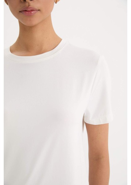 Standart Fit Bisiklet Yaka Sporcu Basic Düz Kısa Kollu Tişört D2296AX25SP