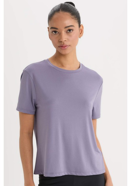 Standart Fit Bisiklet Yaka Sporcu Basic Düz Kısa Kollu Tişört D2296AX25SP