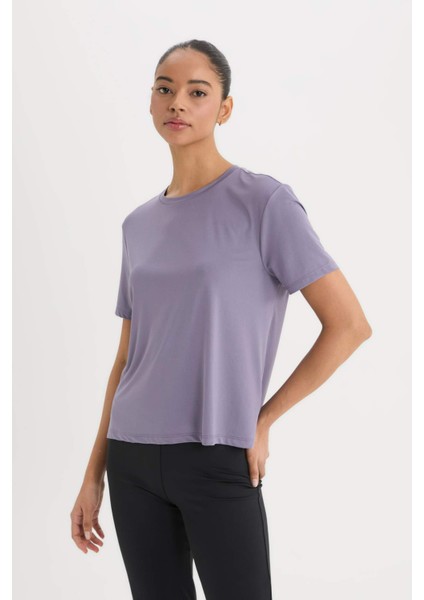 Standart Fit Bisiklet Yaka Sporcu Basic Düz Kısa Kollu Tişört D2296AX25SP