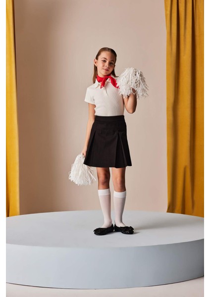 Kız Çocuk Basic Düz Gabardin Şort Etek E0643A825SM