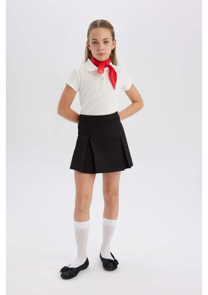 Kız Çocuk Basic Düz Gabardin Şort Etek E0643A825SM