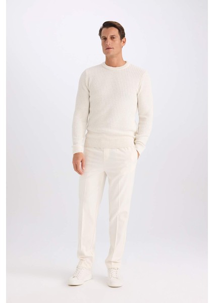 Standart Fit Bisiklet Yaka Dokulu Triko Kazak E0811AXNS