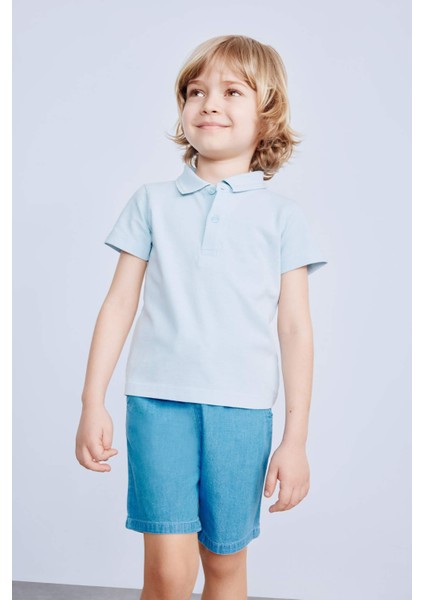 Erkek Bebek Pike Kısa Kollu Polo Basic Düz Tişört B7007A525SM