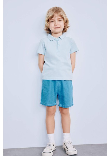 Erkek Bebek Pike Kısa Kollu Polo Basic Düz Tişört B7007A525SM