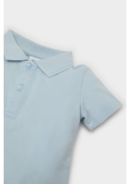 Erkek Bebek Pike Kısa Kollu Polo Basic Düz Tişört B7007A525SM