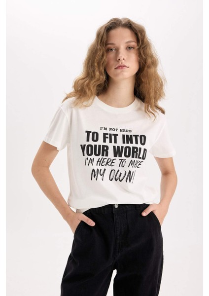 Regular Fit Bisiklet Yaka Baskılı Kısa Kollu Tişört D9599AX25SM