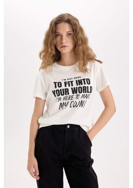 Regular Fit Bisiklet Yaka Baskılı Kısa Kollu Tişört D9599AX25SM