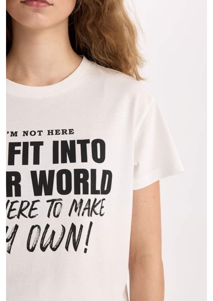 Regular Fit Bisiklet Yaka Baskılı Kısa Kollu Tişört D9599AX25SM