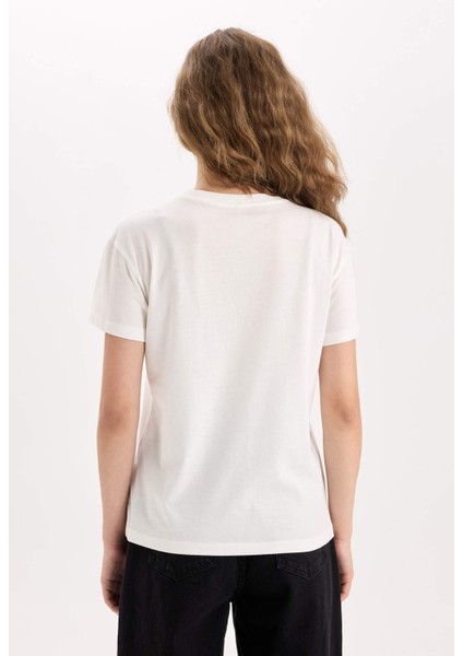 Regular Fit Bisiklet Yaka Baskılı Kısa Kollu Tişört D9599AX25SM