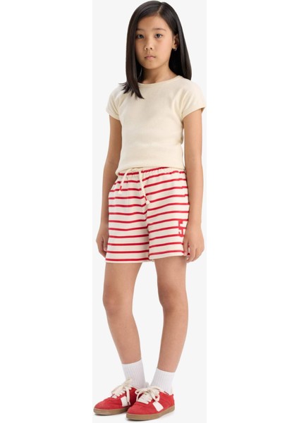 Kız Çocuk Beli Lastikli Çizgili Şort A2466A825HS