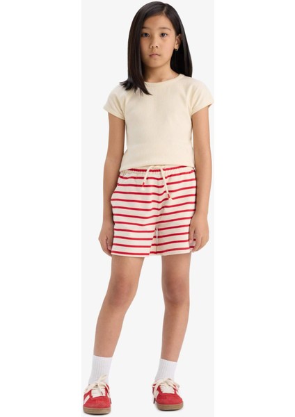Kız Çocuk Beli Lastikli Çizgili Şort A2466A825HS
