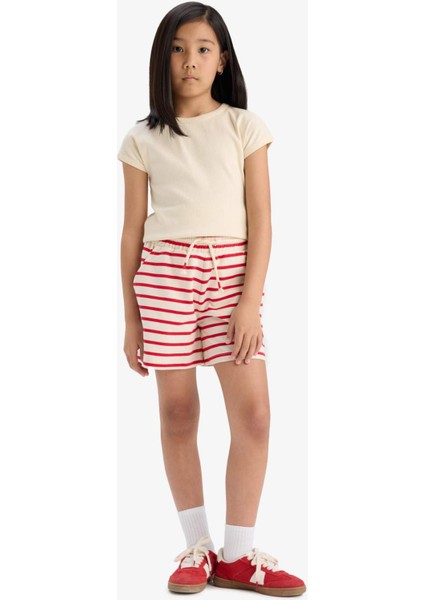 Kız Çocuk Beli Lastikli Çizgili Şort A2466A825HS