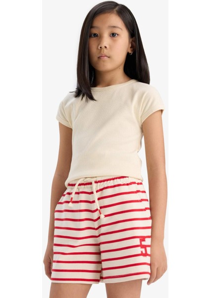 Kız Çocuk Beli Lastikli Çizgili Şort A2466A825HS
