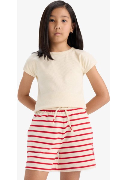 Kız Çocuk Beli Lastikli Çizgili Şort A2466A825HS