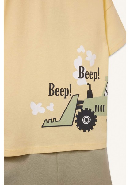 Erkek Bebek 2'li Takım Kısa Kollu Baskılı Tişört Beli Lastikli Şort E1145A525SM