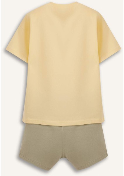 Erkek Bebek 2'li Takım Kısa Kollu Baskılı Tişört Beli Lastikli Şort E1145A525SM
