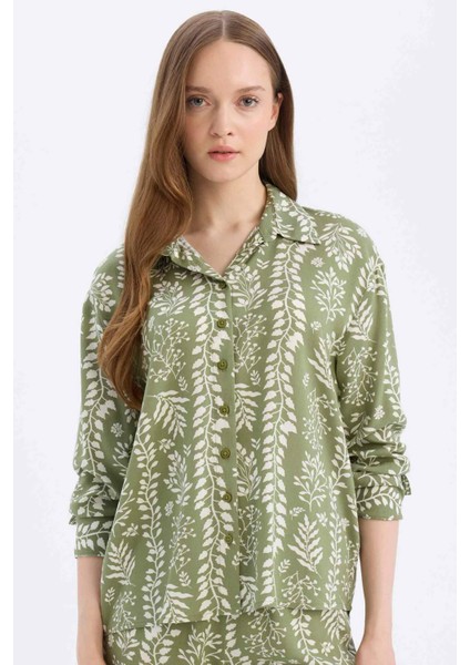 Regular Fit Desenli Uzun Kollu Gömlek D8841AX25SP