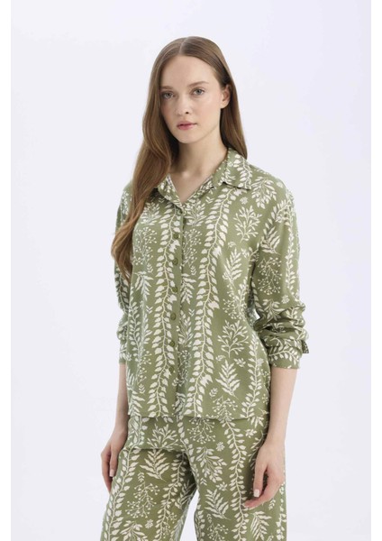 Regular Fit Desenli Uzun Kollu Gömlek D8841AX25SP