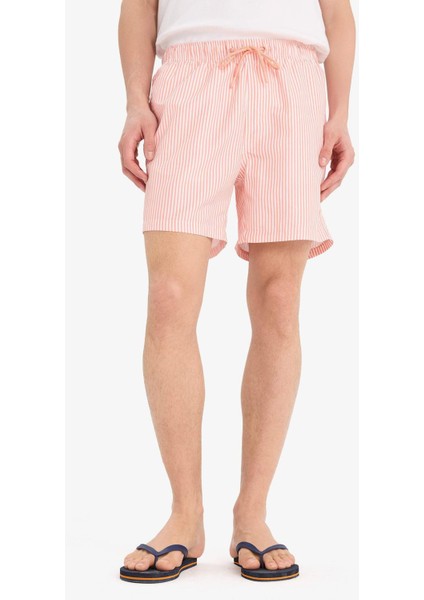 Çizgili File Astarlı Kısa Boy Deniz Şortu U0024AZ25HS