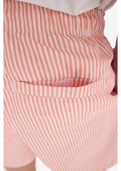 Çizgili File Astarlı Kısa Boy Deniz Şortu U0024AZ25HS