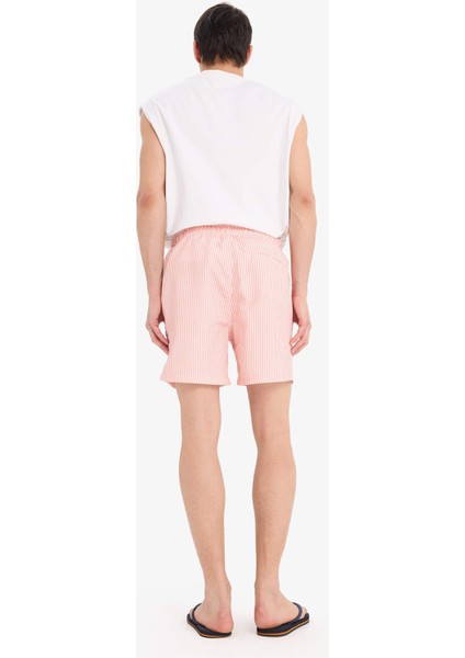 Çizgili File Astarlı Kısa Boy Deniz Şortu U0024AZ25HS