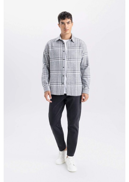Regular Fit Kareli Flanel Uzun Kollu Gömlek E0983AX24WN