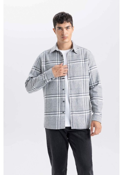 Regular Fit Kareli Flanel Uzun Kollu Gömlek E0983AX24WN