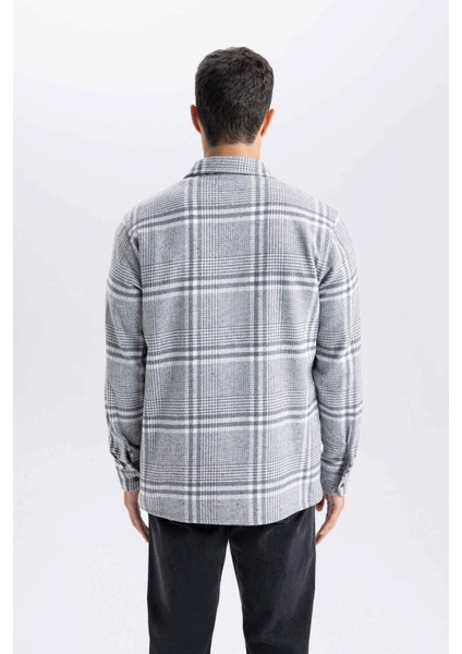 Regular Fit Kareli Flanel Uzun Kollu Gömlek E0983AX24WN