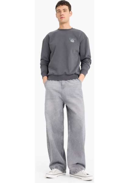 Fast & Furious Boxy Fit Bisiklet Yaka Sırt Baskılı Kalın Sweatshirt E1115AX25SP