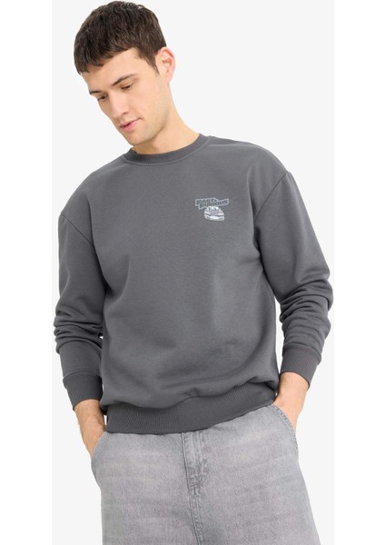 Fast & Furious Boxy Fit Bisiklet Yaka Sırt Baskılı Kalın Sweatshirt E1115AX25SP
