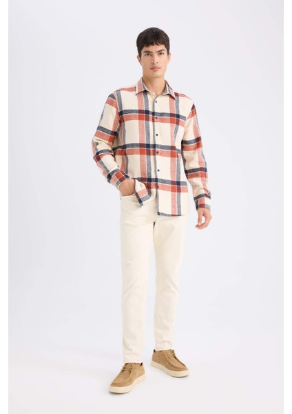 Regular Fit Kareli Flanel Uzun Kollu Gömlek E0989AX24WN
